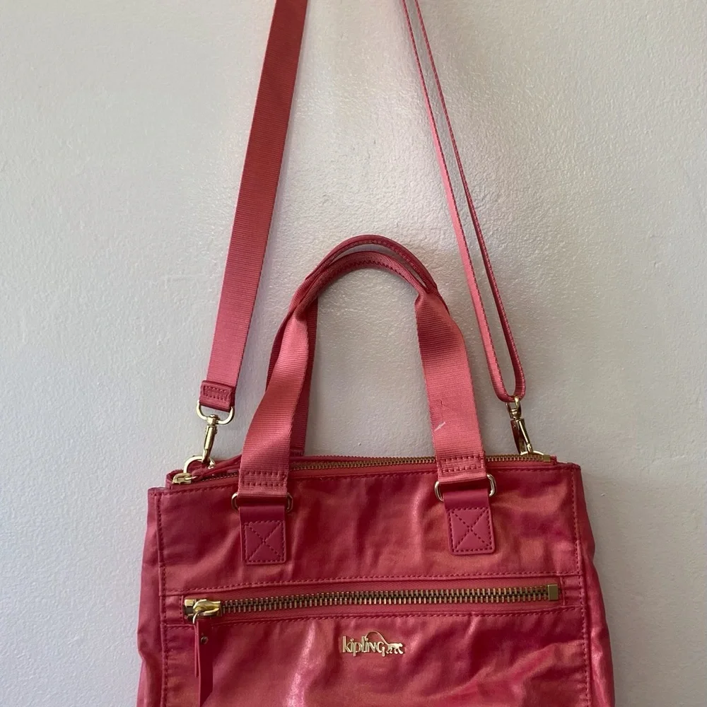 Kipling Shiny Coral Pink Shoulder & Handbag✨✨ - Picture 2 of 16